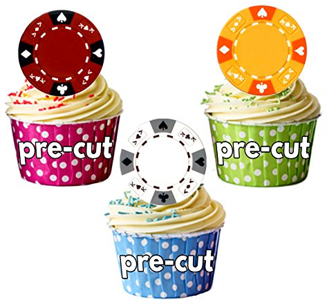 Party Pack – 36 x Poker Chips Casino Glücksspiel Mix Kuchendekoration Essbar