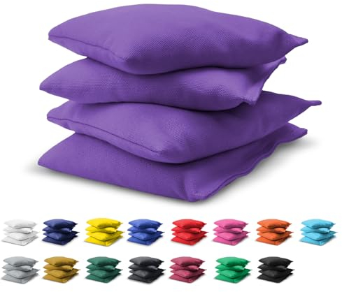 GoSports Cornhole-Wurfsäckchen, Set mit 4 Stück, Design gemäß Regelvorgaben, für jedes Wetter geeignet, Lila