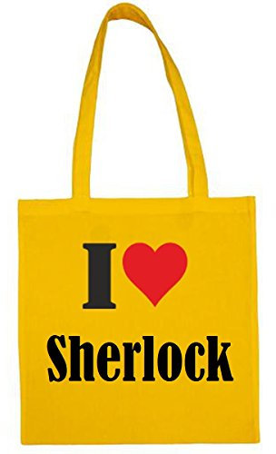 Reifen-Markt Tasche I Love Sherlock Größe 38x42 Farbe Gelb Druck Schwarz