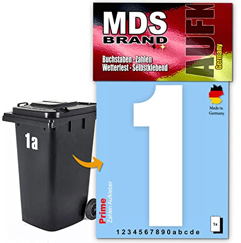 MDS Brand Prime 15cm Zahlen Aufkleber Klebezahlen Selbstklebend Hausnummer Aufkleber Weiss (1)