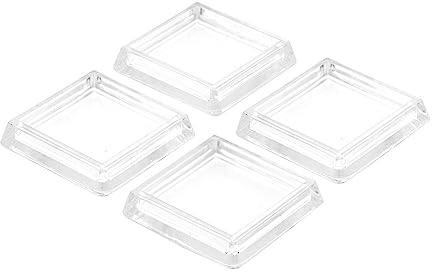 K.D.J. Brand Möbeluntersetzer, Klavieruntersetzer eckig transparent 4 Stück, 40 x 40 mm, Klavier Bodenschoner, Klavieruntersetzer Glas Stuhlbeingleiter, Stuhlgleiter eckig – Made in Germany