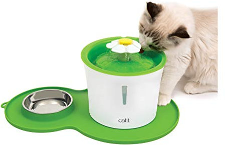 Catit Combo Bebedero Fuente Flor para Gatos y Alfombra con comedero