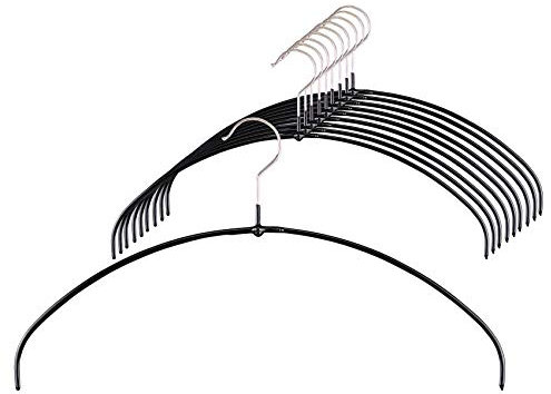 MAWA Kleiderbügel Light, Set mit 20 platzsparenden und rutschfesten Bügeln, ideal für T-Shirts, Tops und leichte Pullover, mit 360° drehbarem Haken und Antirutschbeschichtung, 40 cm, Schwarz
