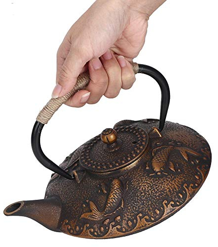 Cast Iron Teapot,0.9L Retro Carp Japanese Style Classic Cast Iron Tea Kettle,Elegant Color&Wonderful Workmanship,Durable Construction for Ornament,Gift,Collection