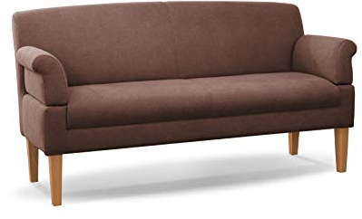 CAVADORE 3-Sitzer Küchensofa Malm, Sitzbank für Küche oder Esszimmer inkl. Armteilverstellung, Leichte Fleckenentfernung dank Soft Clean, 182 x 97 x 78, Flachgewebe: braun