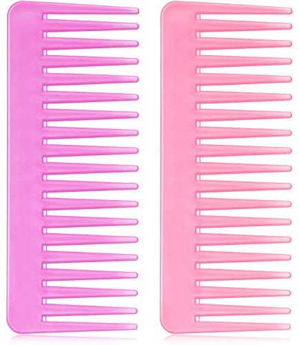 Peigne de Cheveux Démêlant Large Peigne à Dents Larges pour Cheveux Bouclés, Peigne Démêlant sans Poignée Peigne de Coiffure de Shampooing (Rose, Rouge Rose)