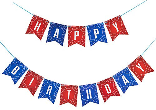 Happium Superhéroe Spiderman Cumpleaños Infantil Banderines Decoración Fiesta Guirnalda Fiesta Banner
