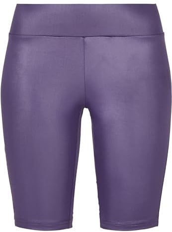 Urban Classics Ladies Imitation Leather Cycle Shorts, Pantaloncini da Yoga, Donna, Viola (Dark Violet), XL