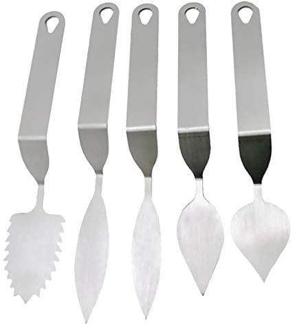 UPKOCH 5 Pezzi Spatola per Glassa per Torta Spatole per Decorazione di Torte in Acciaio Inox Spatole per Glassa a Forma di Foglia