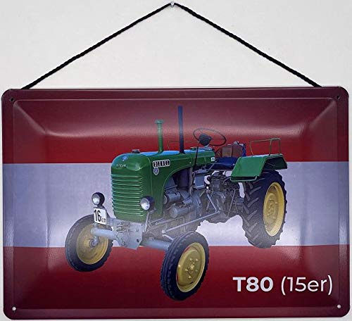 Blechschild mit Kordel 30 x 20 cm Steyr Traktor T80 (15er) - Blechemma