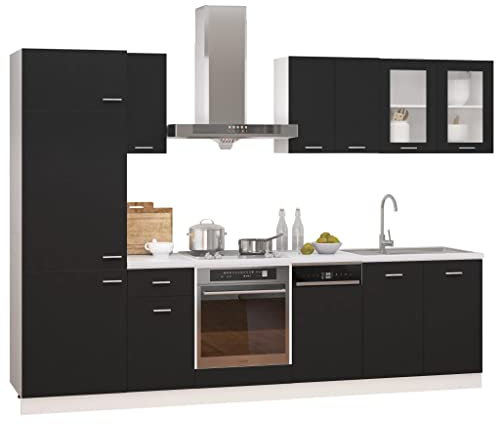 vidaXL Juego de Muebles de Cocina 8 Piezas Madera de ingeniería Negro