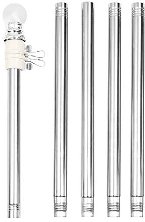 Cabilock 1 Satz 5FT Fahnenmast Kit mit Halterung Fahnenstange Flaggenmast Flaggenstange Outdoor Fahnenhalter mit Drehbaren Ringen für Fahnen Flaggen Wandmontage