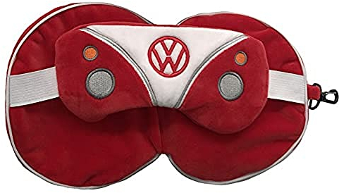 Puckator Relaxeazzz Volkswagen VW T1 Camper Bus Red Round Travel Pillow & Eye Mask - Sleep Eye Mask Masks - Kids Travel Accessories For Sleeping Airplane - Flight Plane Neck Pillow Pillows