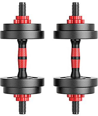 GEREP 2in1 Hanteln Set Verstellbar mit Verbindungsstahlrohr Kurzhanteln Langhanteln Kugelhantel Hantelset Dumbbell/Schwarz/A