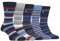 Farah - Mens 5 Pack Natural Organic Bamboo Bright Striped Patterned Socks (6-11, Blue/Navy)