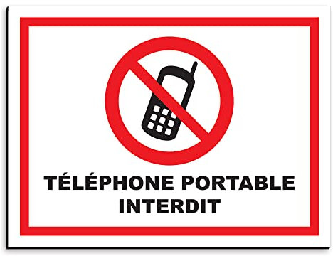 Plaque de signalisation Téléphone portable Interdite en aluminium 30x20 cm