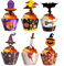 Halloween Cupcake Toppers, 48 Stück Halloween Papier Cupcake Topper Fledermaus Kürbis Decor, Halloween Papier Cupcake Topper für Halloween oder Geburtstagspartys