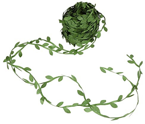 SUPVOX Artificial Green Leaves Artificial Vine Natural Garland DIY Garland Crafts Leaves Ribbon Fake Green Leaf Vines (20 Yards)-1 Roll