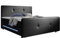 Supply24 since 2004 Designer Leder Boxspring Bett Orlando mit LED Beleuchtung Federkern Matratze inklusive Topper Luxus Polsterbett Lederbett Boxspringbett (140 x 200 cm, Schwarz)