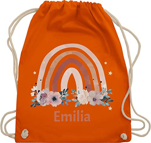 Turnbeutel Rucksack - Boho - Geschenk Regenbogen mit Name personalisiert I Rainbow - Unisize - Orange - personalisierter beutel kindergartenbeutel bohemian blume stoffbeutel