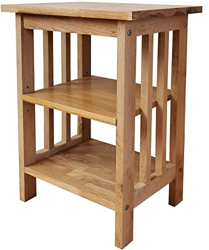 AERATI Oak Side Table with 2 Shelves Bedside Table Industrial Oak Design 15.7 x 11.8 x 21.2 High Sofa Table