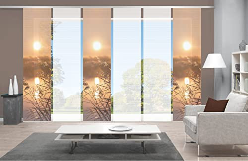VISION S 800189 | PUESTA Schiebegardine, halbtransparent, Bambus-Optik, 260x60, Farbe:Kupfer, Größe:260 x 60 cm, Anzahl:6er Set (3X Bedruckt, 3X Uni)