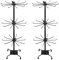 BestAlice 2Pack 3 Tier Rotating Jewelry Display Stand, Necklace Rack, Fashion Counter Tree, Adjustable Metal (2Pcs, Black)