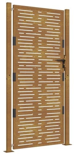 vidaXL Puerta de jardín acero corten diseño cuadrado 105x205 cm, puerta de valla, puerta de exterior, puerta de metal, puerta de seguridad