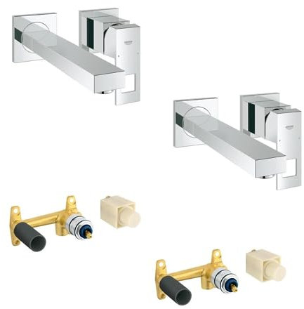 Lot de 2 mitigeurs lavabo mural GROHE Eurocube M + corps encastré