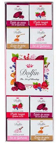Dolfin Cioccolatini Assortiti Dolce & Salato - 24 Quadratini di Cioccolato - 12 Gusti Deliziosi di Cioccolato - Regali di Cioccolato Gourmet e Dolci - San Valentino, Anniversari
