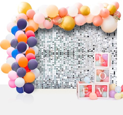 YFZYT 24 Pezzi di Paillettes Quadrate Decorazioni, Decorazione da Parete Paillettes, 30 X 30 cm, Parete Oro per Feste,Decorazione per Feste di Compleanno, Matrimonio,Argento