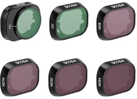 Uvafly Mini 4 Pro ND-Filter, UV-Polarisations Filter-Set für DJI Mini 4 Pro Drohnen zubehör, 6er-Pack (CPL/UV/ND8/ND16/ND32/ND64) – Kunststoffversion
