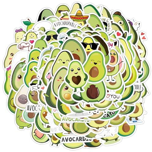 Bewudy 110pcs Avocado Stickers, Cute Avocado Cartoon Vinyl Waterproof Stickers Aesthetic Green Fruits Decals for Water Bottles Laptop Refrigerator Luggage Mobile Phone Skateboard Decor Stickers