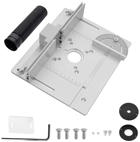 Juego de 3 piezas Placas de Inserción de Mesa Fresadora para Madera de Aluminio, Placas de Inserción de Sierra de Mesa Con Respaldo de Regla Angular, Mesa para Fresadora para Fresar y Ranurar
