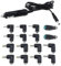 eMagTech 17pcs Cordons d'alimentation pour Chargeur de Voiture DC 12V 2A 24W 5.5x2.1mm vers Allume-Cigare Câble de 1,5m avec 16pcs Connecteurs pour Lecteur DVD Routeur Caméra GPS