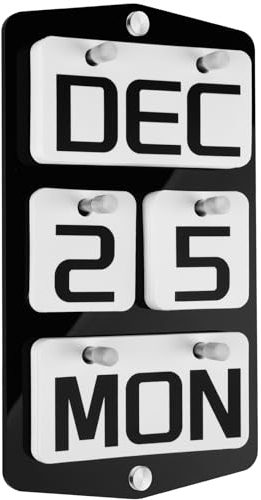 Wandhalterung, Acrylkalender, ewiger Kalender 2025, Tagesanzeigekalender, wiederverwendbarer Jahreswand-Standkalender mit Wandhaken für Home Office Dekor Zubehör (schwarz)