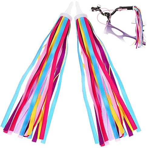 Sosoport 1 Paar Schleife Rennrad-Streamer Accessoires Für Mädchen Lenker Regenbogen Fahrrad Dekoration Rennräder Streamer Fahrradklingel Fahrradlenkerbänder Zubehör Kette Kind Polyester
