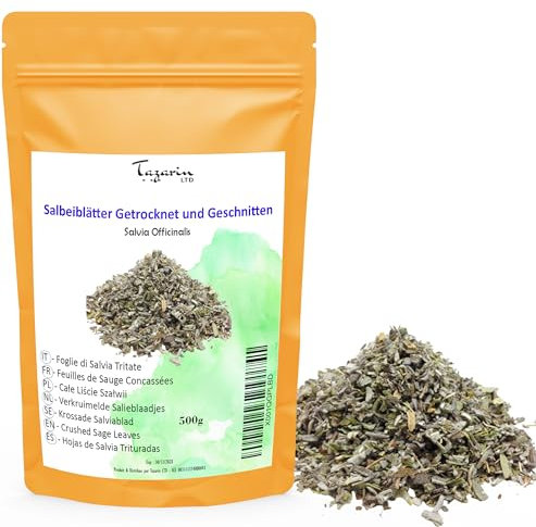 500g Feuilles de Sauge Concassées - Sauge de l'Altas - Tisane de Sauge Officinale - Arôme & Goût Intense - 100% Naturel, Pur et Sans Additifs | Qualité Supérieure - TazarinLtd