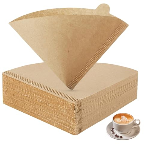 Boloshine Kaffeefilter 02, 200pcs Ungebleichte Kaffeefilter Papier, Einwegfilterpapiere für V60 Kaffeemaschine & Pour over Coffee Maker, Braun (2-4 Tassen) (Braun)