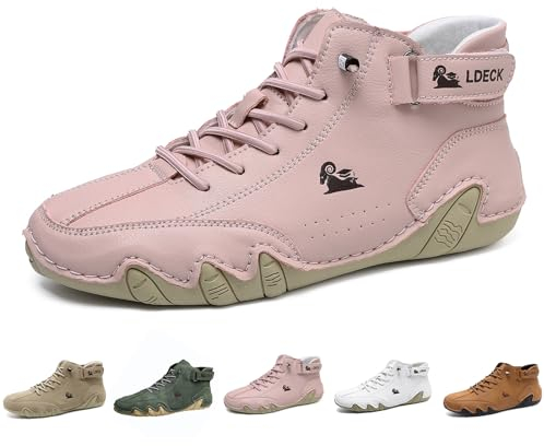 Zeetan Scarpe Da Esterno Unisex Per La Guida Escursionistica, Stivali Alti in Pelle Scamosciata Fatti A Mano Italiani Scarpe Da Ginnastica Traspiranti Antiscivolo Casual,Rosa,35