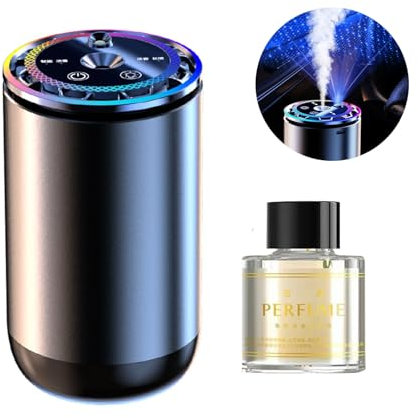 Wizoowip Battery-powered Car Fragrance Diffuser Auto Air Freshener Rechargeable Smart with Atmosphere Light Easy to Install Intelligent Interior Blue Ocean breeze