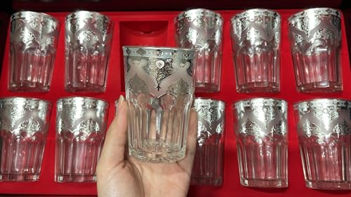 MIELIMON Set di 12 eleganti bicchieri da tè marocchino da 150 ml, tazze da tè arabo persiano, per servire caffè, caffè espresso (verde)
