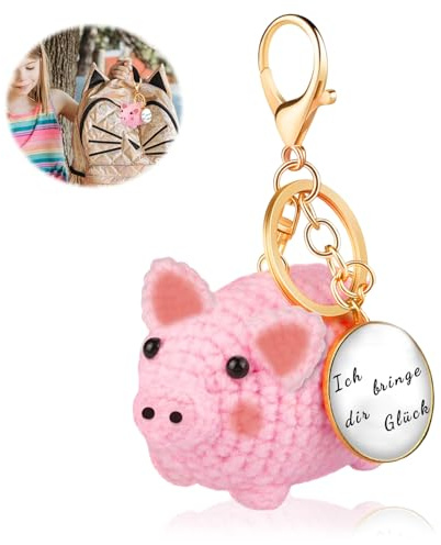 SOETDERT Positive Geschenke Glücksschweinchen, Pocket Hug Glücksschwein Puppe, Kreative Gestrickte Schweinchen Glücksbringer, Mutmacher Geschenk für Kollegen, Beste Freund, Freundin