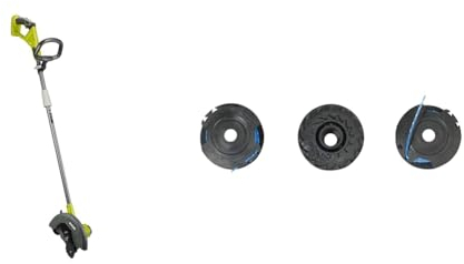 RYOBI - Dresse-Bordures 18V - Ø Lame dentelée 22 cm - Profondeur de Travail 4 Positions & Lot de 3 Bobines Simple Fil Ø 1,6mm, Longueur 4,5m pour Coupe-Bordure Électrique