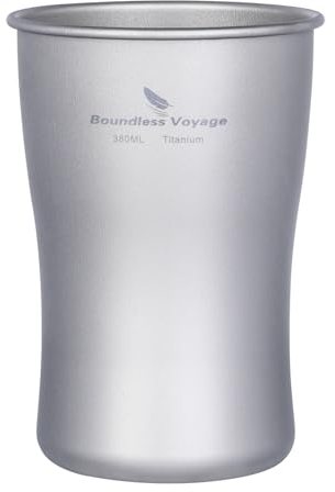 iBasingo Gobelet à bière en titane de 380ml Ultra léger Empilable à une couche Café glacé Thé Eau froide juteuse Cola Tasse d'extérieur portable en métal durable Ti3232D