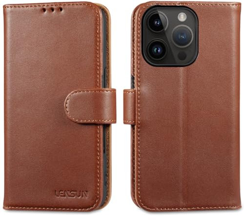LENSUN Genuine Leather Phone Case for iPhone 6 Pro, Wallet Phone Case Cover [RFID Blocking ][Card Slots][Magnetic Clasp] Compatible with Apple iPhone 6 Pro 5G - Dark Brown
