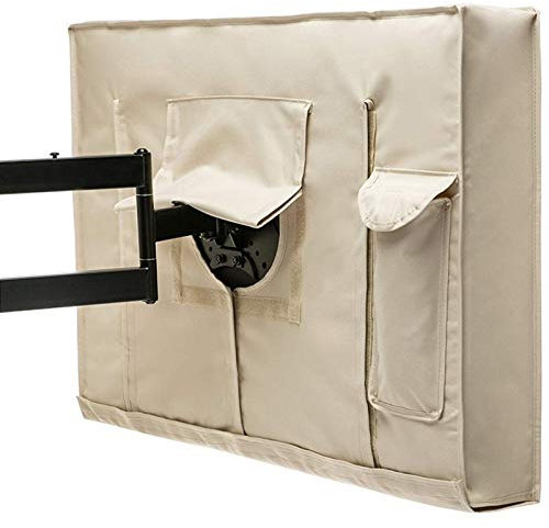 DOBRVVGT Funda TV Exterior,Funda para Televisor Cubierta Al Aire Libre TV De 40 Pulgadas - 42 Pulgadas Beige Resistentes A Las Pantallas De Televisión De Plasma Universal Protector para