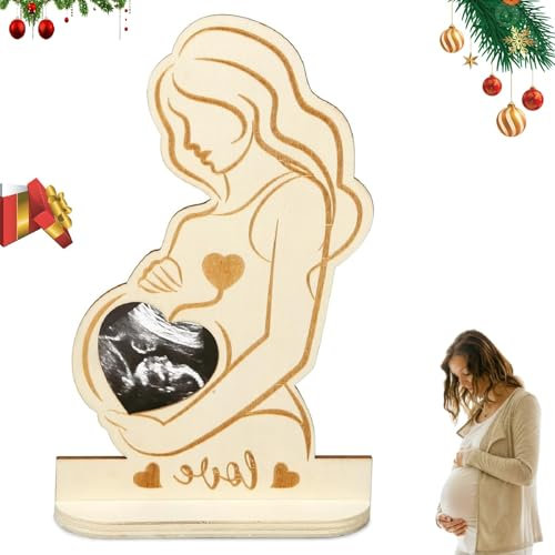Cadre Photo pour Femme Enceinte,Enceintes Cadre pour Photos D'échographie,Noël Cadres Image Echographie à Bébé,Enceinte Les Bébés échographie Souveni,Cadeau Surprise de Noël de Papa à Future Maman