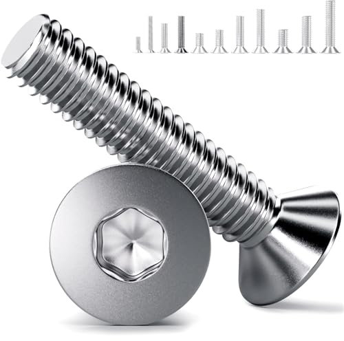 YOOPIN M4 Senkkopfschrauben 120 Stück, M4x20mm Edelstahl Senkkopfschrauben, Edelstahl A2 V2A Senkkopfschrauben M4, DIN 7991 Senkschrauben mit Innensechskant Vollgewinde für Maschinen, Geräte und Möbe