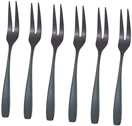 WATIIFUFU 6piezas Tenedores De Inoxidable De Puntas De Mini Tenedores Para Frutas y Aperitivos Perfectos Color Negro